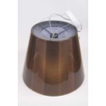 A contemporary ceiling light fitting, the copper coloured shade of ribbed conical form, 31cm