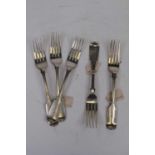 A set of three Victorian silver table forks, in the Fiddle pattern, maker John Snape, Exeter 1856;