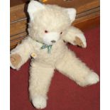 A Deans Childplay large white mohair soft toy with moving limbs and glass eyes, 71cm