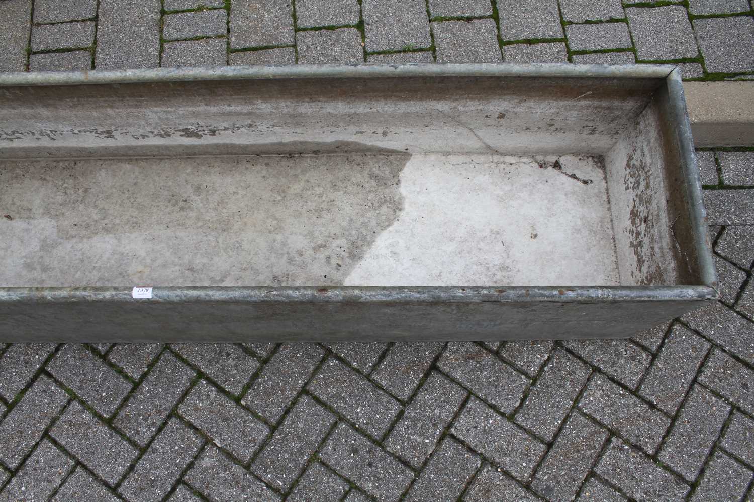 A galvanised metal agricultural rectangular livestock feeding trough, length 182.5cmAge related - Image 2 of 3