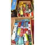 Two trays of playworn and repainted diecasts, to include Dinky Toys