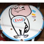 An enamel on metal convex circular advertising sign for ESSO, dia.29.5cm