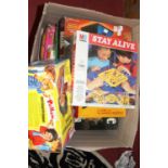 Two boxes of mainly 1970s and 1980s board games to include Ghost Castle, table top soccer, Airfix