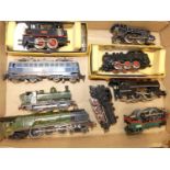 A tray containing an interesting selection of locomotives, to include Marklin, Paya and similar