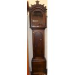An early 19th century oak longcase clock case only, with hood, h.222cm