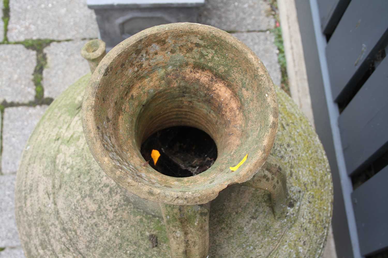 A terracotta single handled bulbous garden water urn, with narrow protruding spout, height 69cm - Image 2 of 3