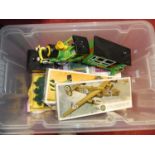 A box of Grendel G-scale trains and a quantity of diecast and plastic kits