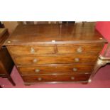 A 19th century mahogany square front chest of two short over three long graduated drawers, width