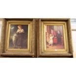 A pair of reproduction colour portrait prints, housed in heavy gilt frames, each 39 x 29cm