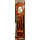 A contemporary cherrywood Tempus Fugit grandmother clock, having a silvered and brass dial titled