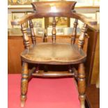 A circa 1900 child's elm and beech captain's chair, width 44.5cm