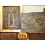 Three various reproduction religious icons