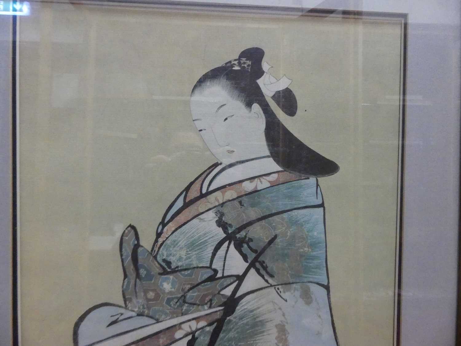 A pair of Japanese school prints of seated immortals; together with a further Japanese colour - Image 6 of 13