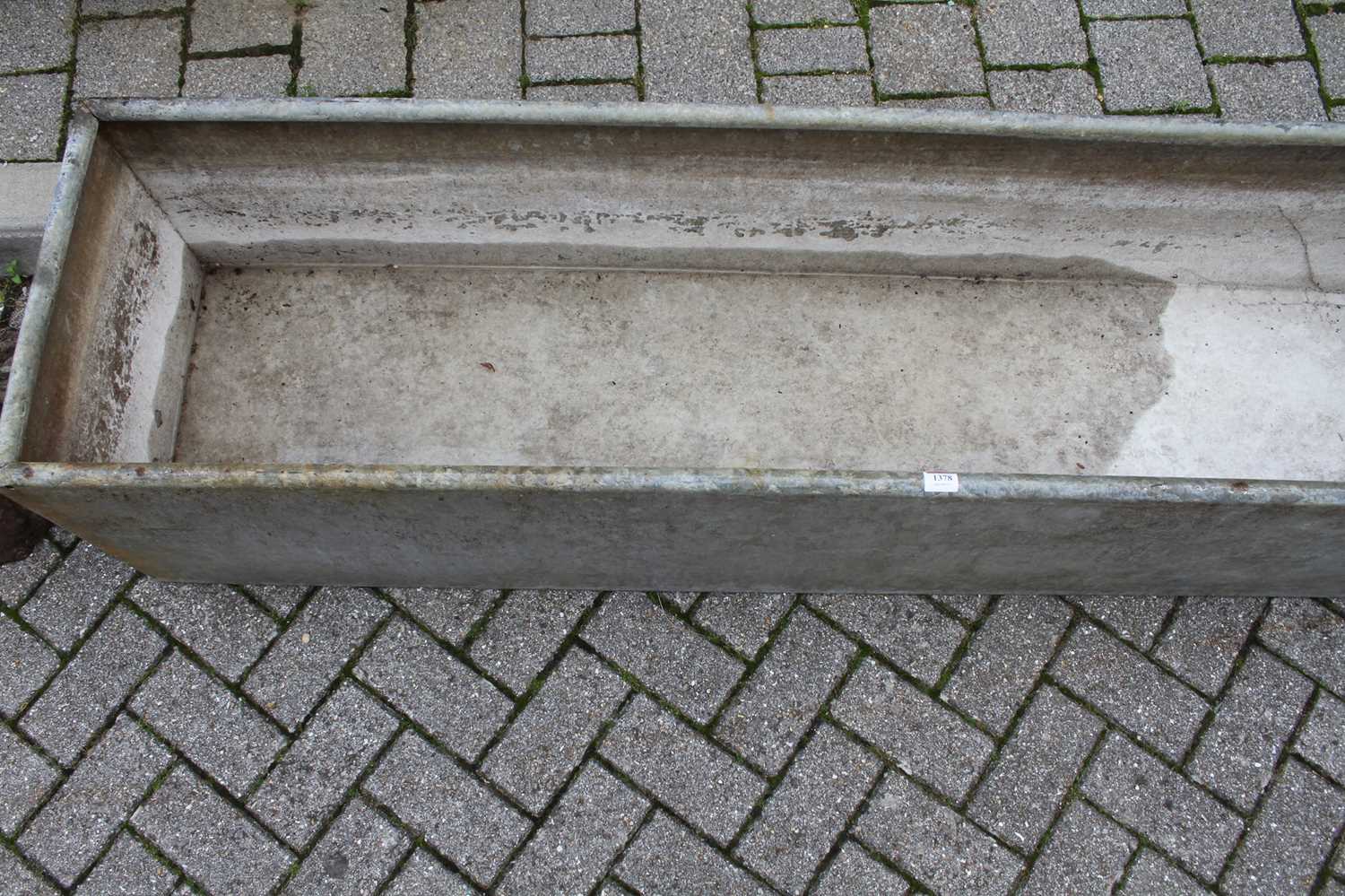 A galvanised metal agricultural rectangular livestock feeding trough, length 182.5cmAge related - Image 3 of 3