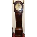 A circa 1830 mahogany longcase clock, the circular painted dial signed Sharp, Westmorland Street,