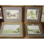 E. Vernon - Four various watercolour studies, to include the Botanic Gardens at Cambridge