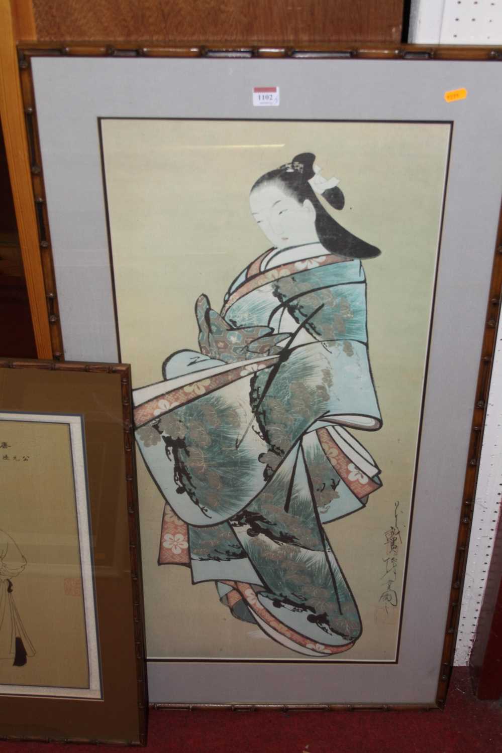 A pair of Japanese school prints of seated immortals; together with a further Japanese colour - Image 3 of 13