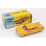 Corgi Toys No. 221 Chevrolet New York taxi cab in yellow with red interior and spun hubs and white