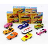 Matchbox Lesney Superfast boxed model group of 8 with examples including No. 60 Lotus Super Seven,