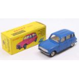 French Dinky Toys, 518 Renault 4L, dark blue body with silver detailing, off-white interior, concave