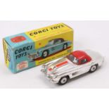 Corgi Toys, 304S, Mercedes Benz 300SL Hardtop Roadster, chrome body with red roof, racing number