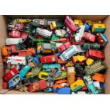 A tray containing Matchbox 1-75's, Corgi Juniors, and similar diecast models, with examples to