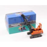 A Japanese 1/50 scale model of a Hitachi Super Landy CX500 hydraulic crawler crane finished in