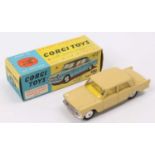 Corgi Toys, 217, Fiat 1800, mustard yellow body with yellow interior, spun hubs, in the original