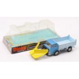 Dinky Toys, 439, Ford D800 Snow Plough and Tipper Truck, metallic blue cab, with light blue back,