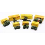 Dinky Toys boxed military group of 7 comprising No. 674 Austin Champ, No. 641 Army 1 Ton Cargo