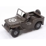 Triang Minic No.2 Series tinplate Jeep, larger scale example, in military green