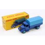 A Dinky Toys No. 413 Austin covered wagon comprising of dark blue cab and chassis with mid blue