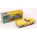 Corgi Toys, 304 Mercedes 300 SL Hardtop Roadster, rare all yellow example with flat spun hubs,