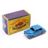 Matchbox Lesney No. 46 Morris Minor 1000, blue body, with grey plastic wheels, sold in the