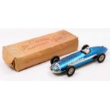 Joeuf of France, tinplate and battery operated Auto Course Race Car, comprising of metallic blue
