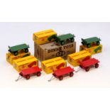 A Dinky Toys No. 429 trade box of six four-wheel trailers, all housed in original individual card