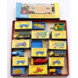 Matchbox Lesney boxed farming related diecast group, with examples including No. 39 Ford Tractor,