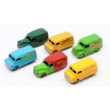 Reproduction Dinky Toys trade box containing 6 repainted commercial vehicles including an Austin '