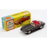 Corgi Toys No. 307 E-type Jaguar E Type with detachable hard top comprising of metallic dark grey