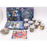 A collection of Doctor Who Ravensburger and other jigsaws and 2x boxes of 4 mugs. All are in