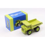 An NZG No. 2761 1/50 scale model of a Euclid R35 dump truck finished in green with Euclid livery,