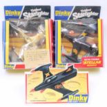 Dinky Toys, 362- Trident Star Fighter finished in gold with yellow and orange labels, black missile,