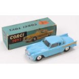 Corgi Toys No. 211 Studebaker Golden Hawk comprising of blue body with spun hubs and rear gold