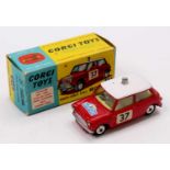 Corgi Toys No. 317 Monte Carlo BMC Mini Cooper S comprising red body with white roof, racing No. 37,