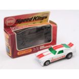 Matchbox Speed Kings K-60 Ford Mustang MK2, white body with green windows, red stripes, Cobra side