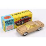 Corgi Toys No. 239 Volkswagen 1500 Karmann Ghia finished in gold with yellow interior and spun hubs,
