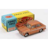 Corgi Toys, 251, Hillman Imp, metallic bronze body with white side flash, spun hubs, in the original