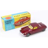 Corgi Toys No. 259 Citroën Le Dandy Coupe comprising of metallic maroon body with yellow interior,