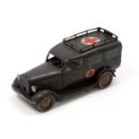 Tipp Co 1930s tinplate and clockwork model of a Military Ambulance, registration wh-914,