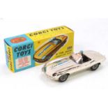 Corgi Toys No. 312 Jaguar E type Competition model in chrome finish with black interior, fitted with